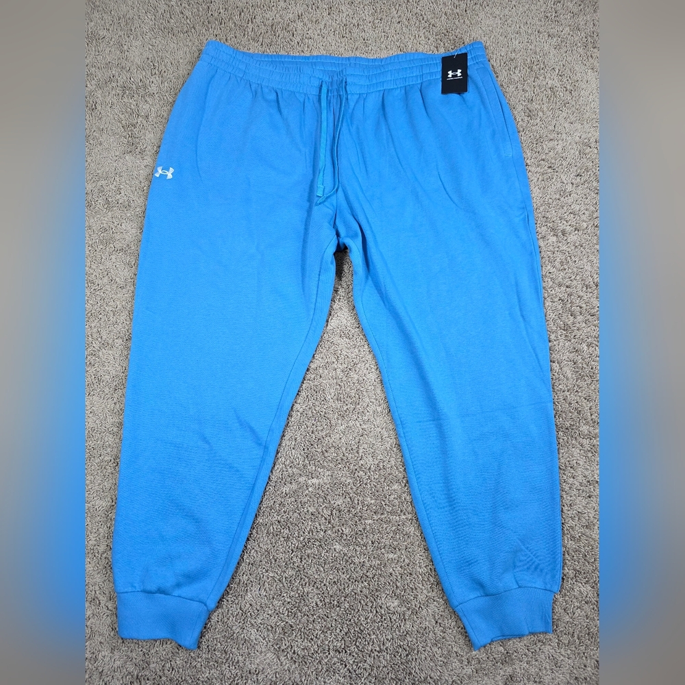 NWT Under Armour Men's Rival Fleece Blue Joggers Size 4XLT 80% Cotton 20% Polyes